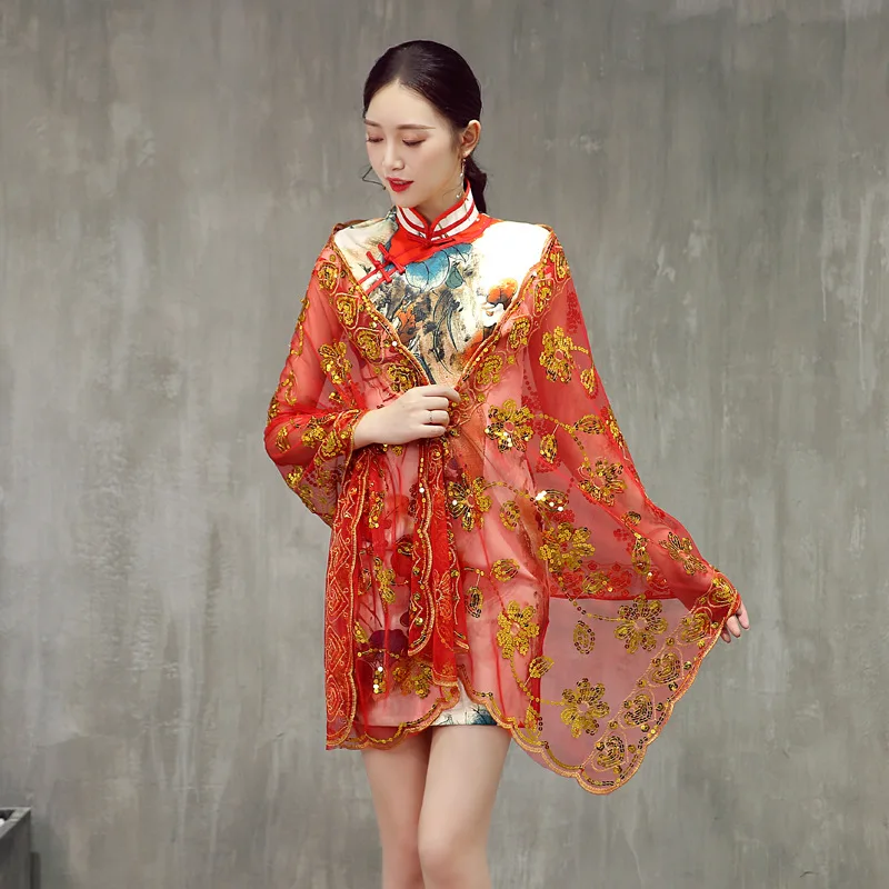 Белое свадебное кружевное болеро с блестками длинное вечернее платье накидка