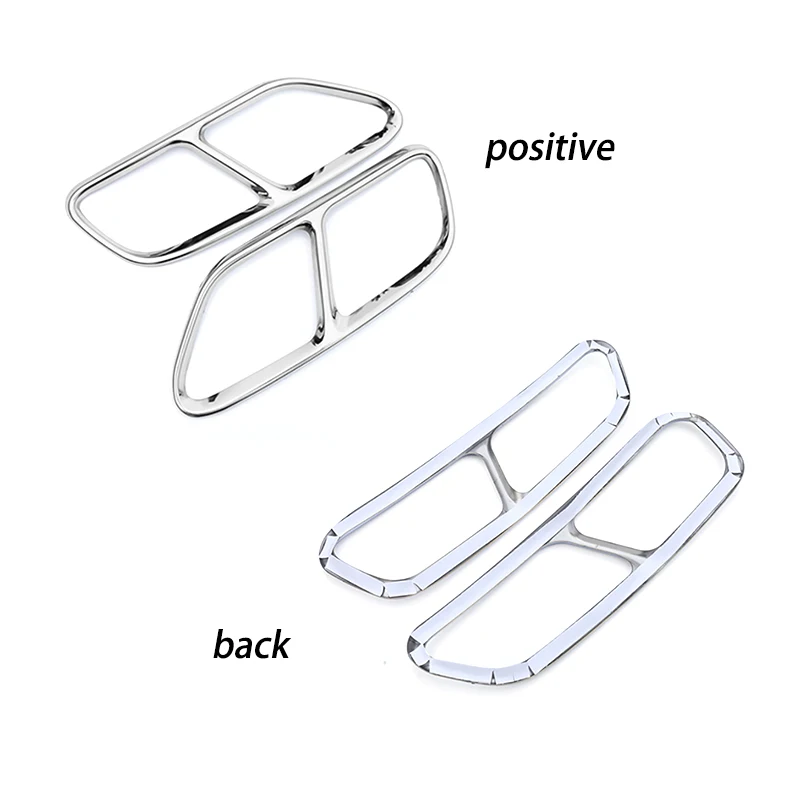 

2 Pieces / Set Car Tail Throat Decorative Frame for Audi 2019 A4L Car Exhaust Pipe Tail Throat Decorative Accessories