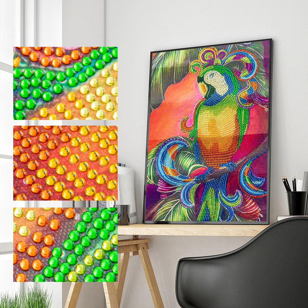 

Красочная алмазная живопись особой формы в виде попугая 5D DIY Набор для вышивки крестиком стразы набор для творчества