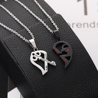 romantic couple love key necklace fashion puzzle heart shape key pendant love necklace women mens jewelry valentines day gift