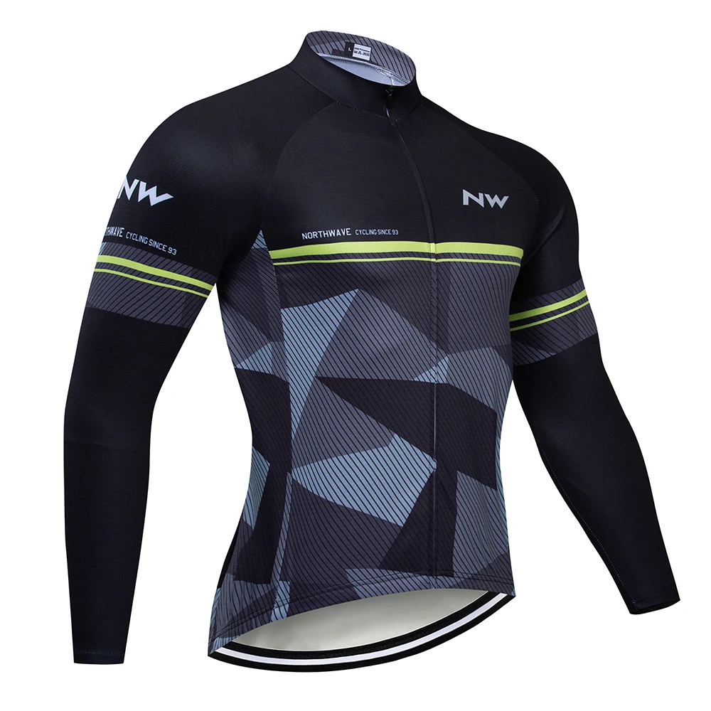 Long jersey Northwave Pro Team Long Sleeve Breathable Cycling Jersey Set NW Clothing Men Suit Outdoor Sportful Bike MTB Clothes - Цвет: Long jersey