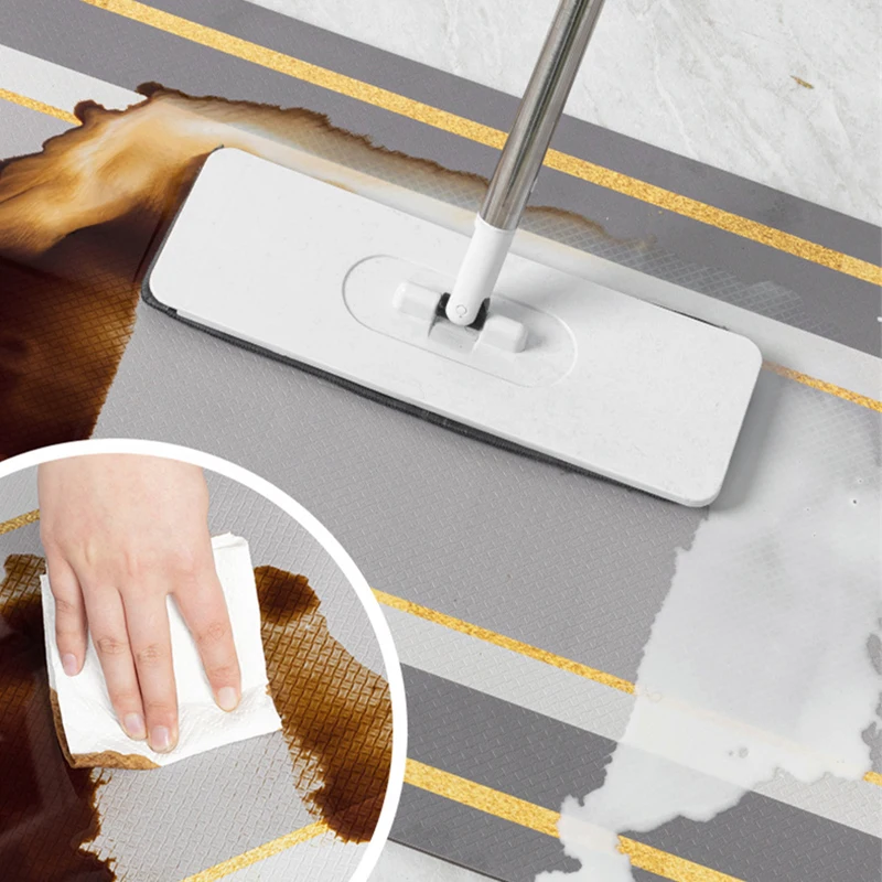 kitchen floor long carpets non slip oil proof waterproof rug dirt resistant foot pad thick leather washable and wipeable pvc mat free global shipping