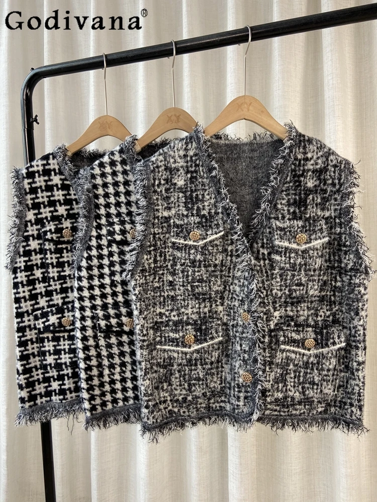 

Жилет из норки с кисточками, Осень-зима 2021, женская верхняя одежда без рукавов с V-образным вырезом, женский жилет, корейская мода, черный жил...