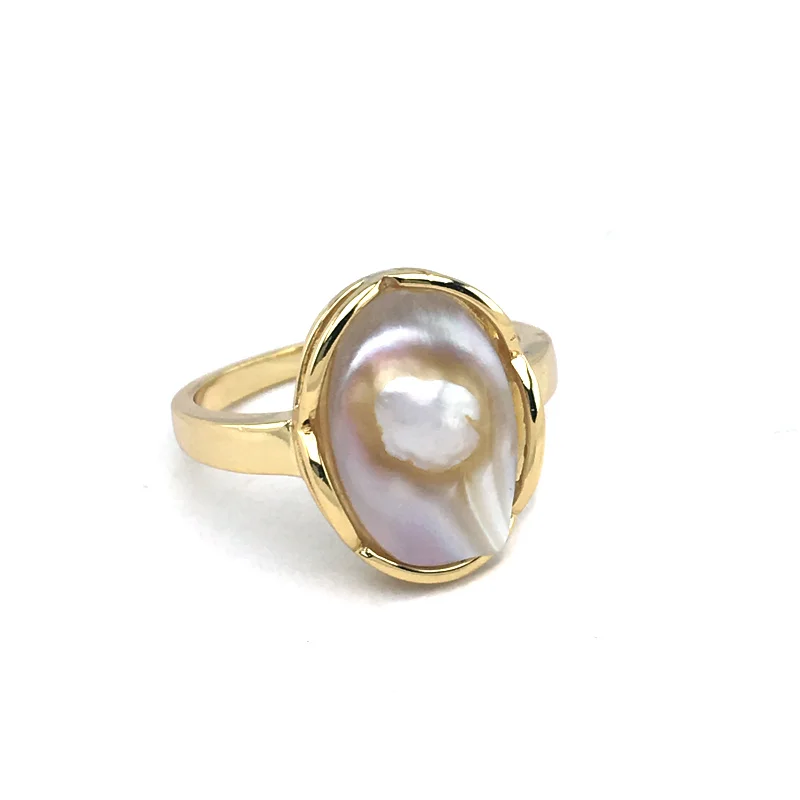 Женские перламутровые Кольца FFGems вечерние ювелирные изделия из желтого золота с