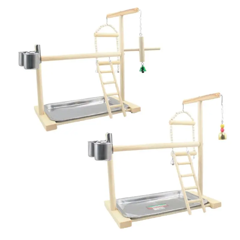 

Parrot Playstand Toys Wood Parrot Playstand Perch Playstand Gym Stand Playpen Ladder with Feed Cups