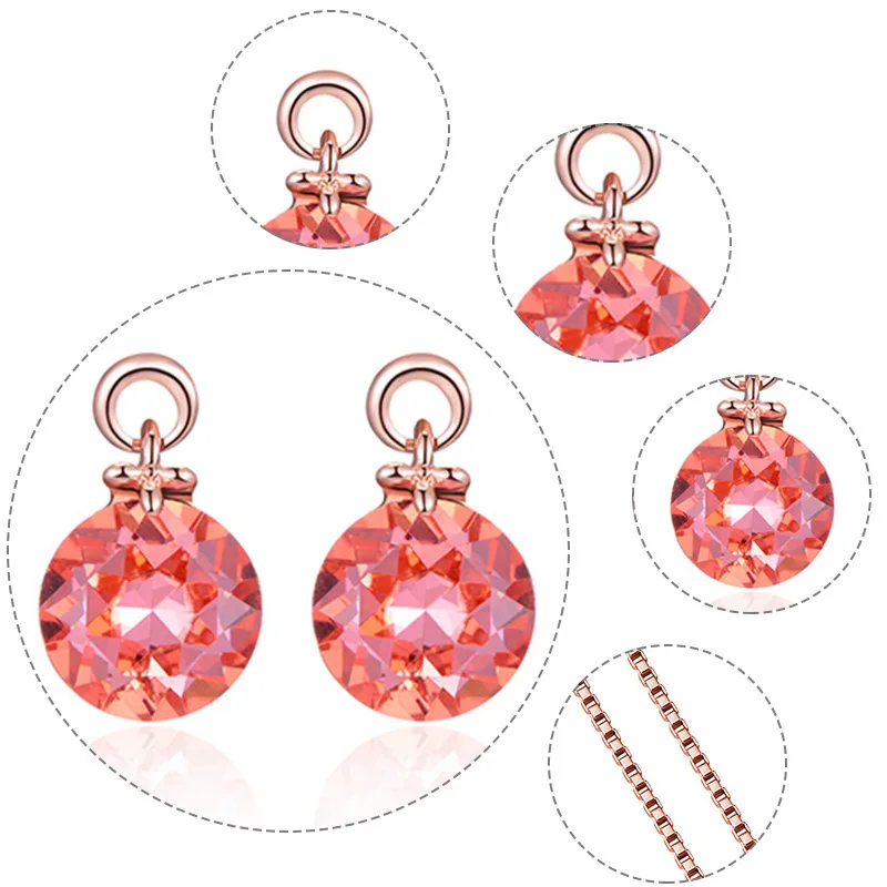 Комплект из колье серёг и кольца с кристаллами | Украшения аксессуары