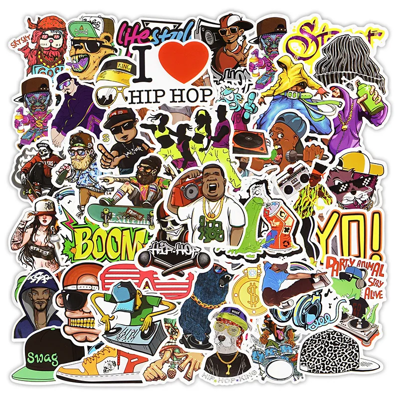 

10/50Pcs Hip Hop Rock Sticker Graffiti Stickers Vinyl Cool Decal Laptop For Skateboard Car Trunk Toy Gift for Rapper MC B-Boy DJ