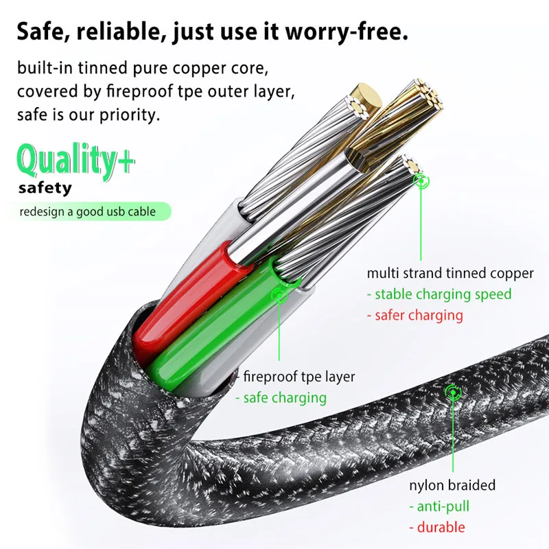 

60W USB C to USB Type-C Cable PD QC 4.0 Fast Charge Data Cable For Huawei Xiaomi Macbook Samsung S9 Plus USB C Charger Cord