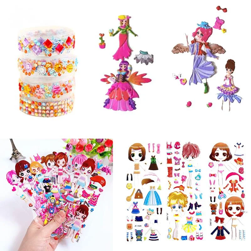 

Children's cartoon PVC sticker, 2 rolls of acrylic diamond sticker, manual tape, 20 sheets