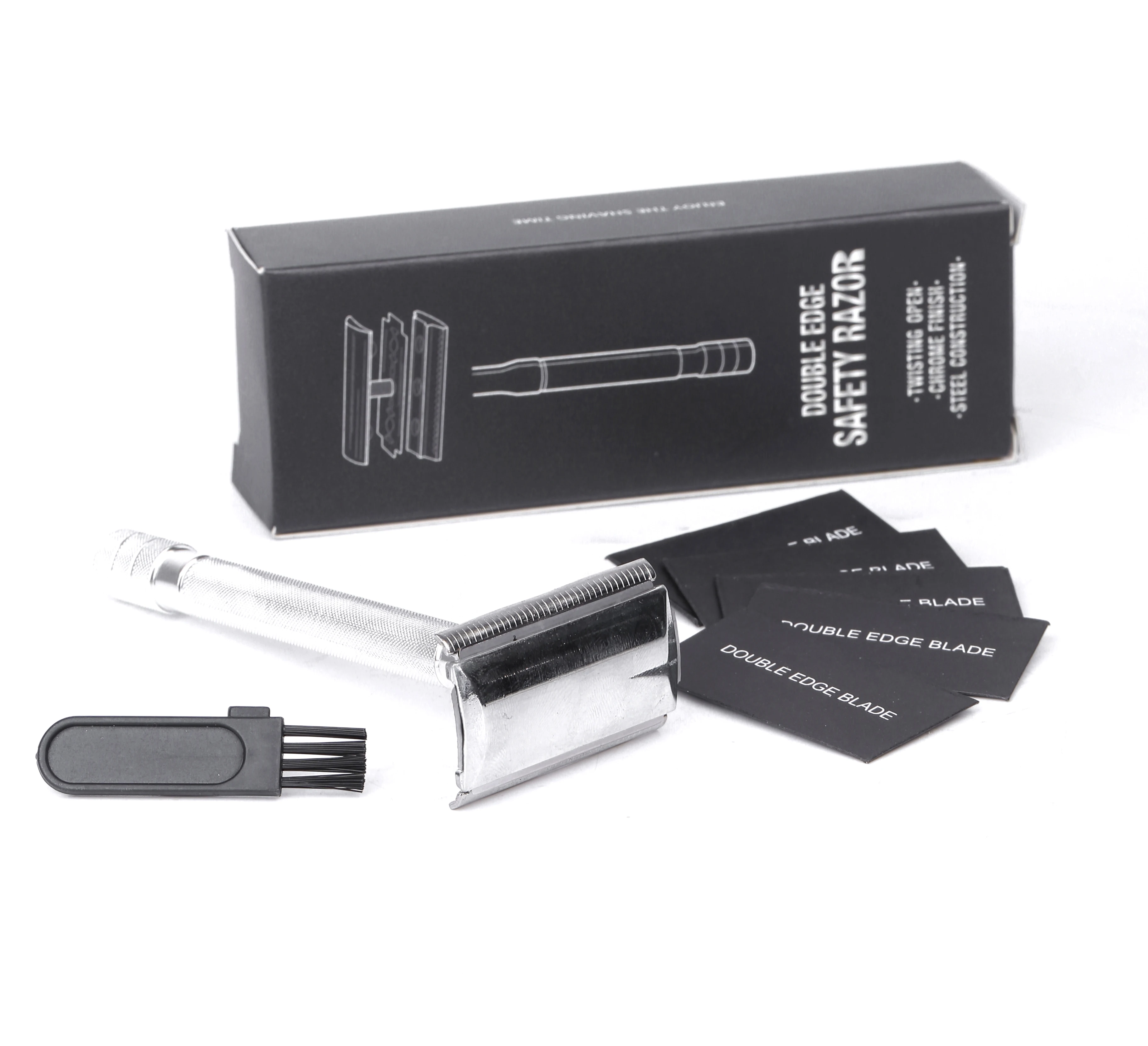 

Double-edged razor men's manual razor with 5 replacement blades and 1 small brush MU8669 razor straight razor men's beard razor