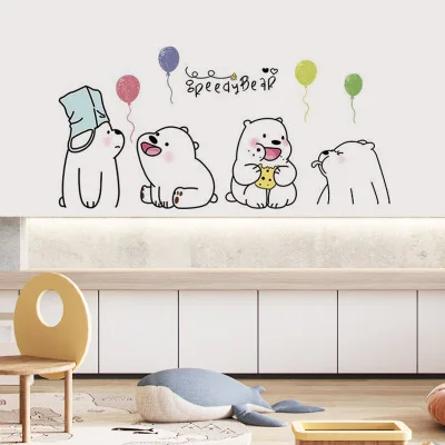 

New Cartoon Wall Stickers Lovely Lazy Bear Baby Room Wall Decoration Kindergarten Wall Painting Poster Animal Wallpapers Mural