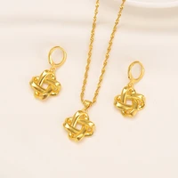 bangrui gold color square pendant necklace earrings for women trendy jewelry sets african arab jewelry gifts