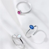 fashion simple geometric oval zircon ring silver plated opening adjustable ring bridal wedding party jewelry christmas gift