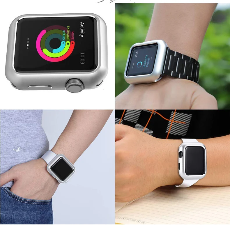 Защитный чехол для Apple Watch 38 мм, 42 мм, 40 мм 44 мягкий прозрачный TPU/Алюминий корпус из сплава для наручных часов Iwatch серии 5 4 3 2 1 Аксессуары