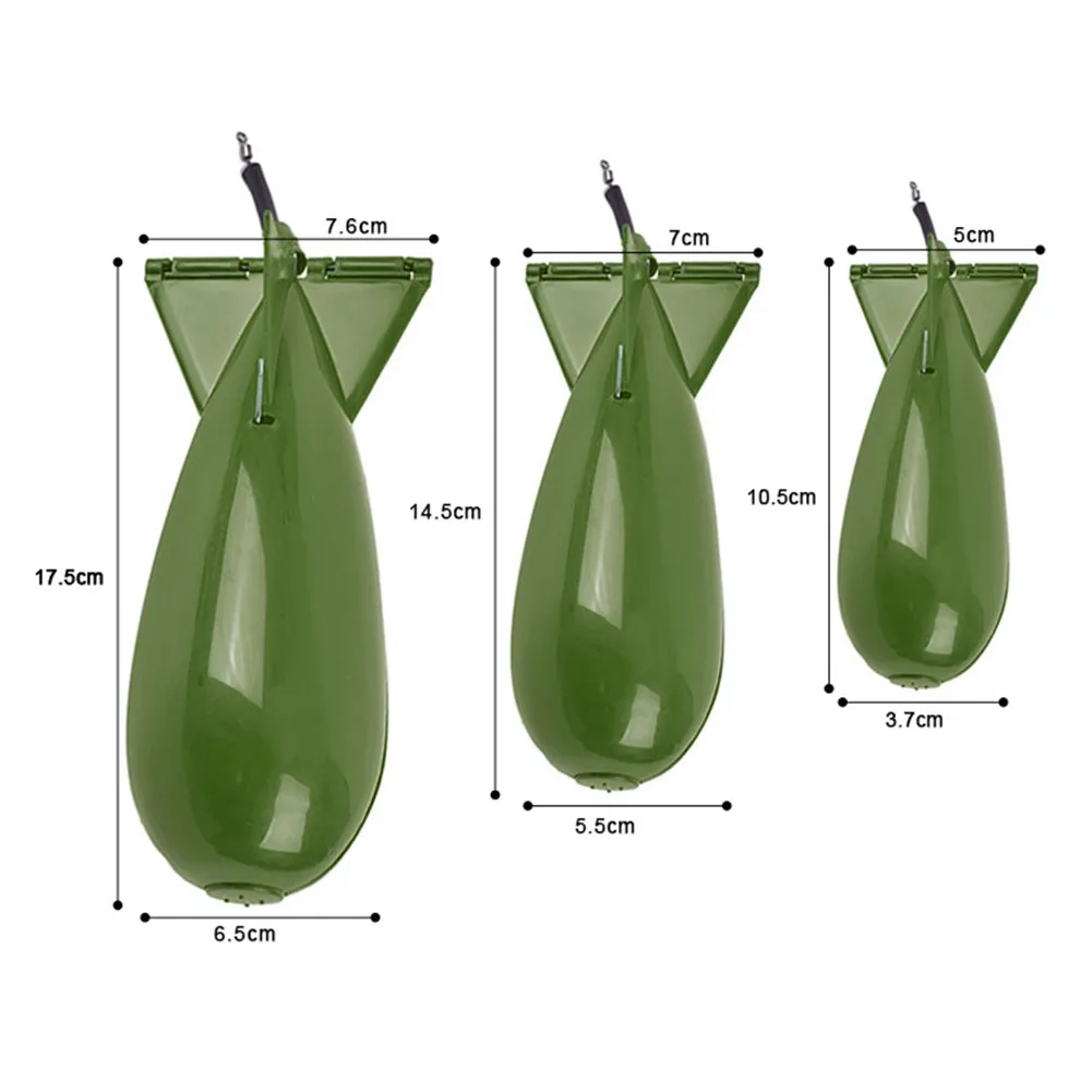

Hot sale Three specifications Carp Fishing Rocket Feeder Large Small Spod Bomb Float Lure Bait Holder Pellet Rocket Feeder