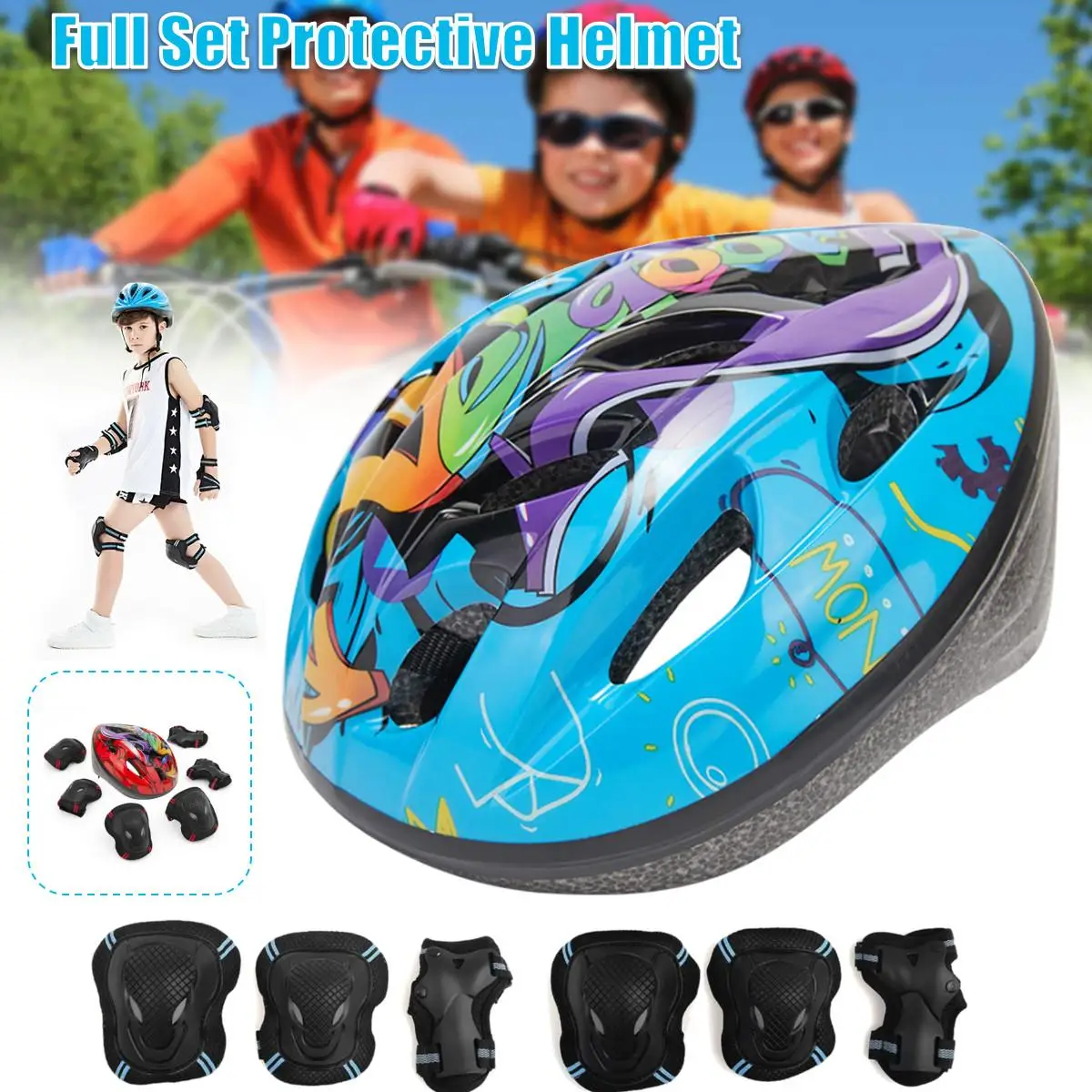 

Комплект роликовых защита для роллеров 4 размера для мальчиков и девочек, Детский защитный велосипедный для коньков, комплект наколенников,...