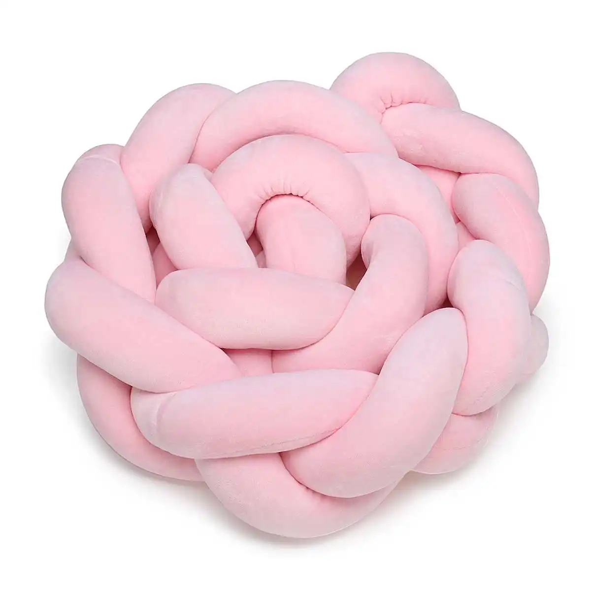 pink 1,5 м минимализм хлопок детские постельные принадлежности кроватки бамперы Crea. tive Плетеный длинный узел мяч Подушка протектор подушка Новорожденный ребенок - Цвет: pink