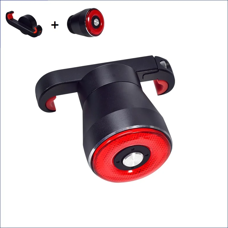 With Saddle Bracket Q5 велосипедный фонарь алюминиевый Интеллектуальный задний фонарь умный тормозной задний велосипедный проблесковый фонарь для безопасности USB зарядка Водонепроницаемый - Цвет: With Saddle Bracket