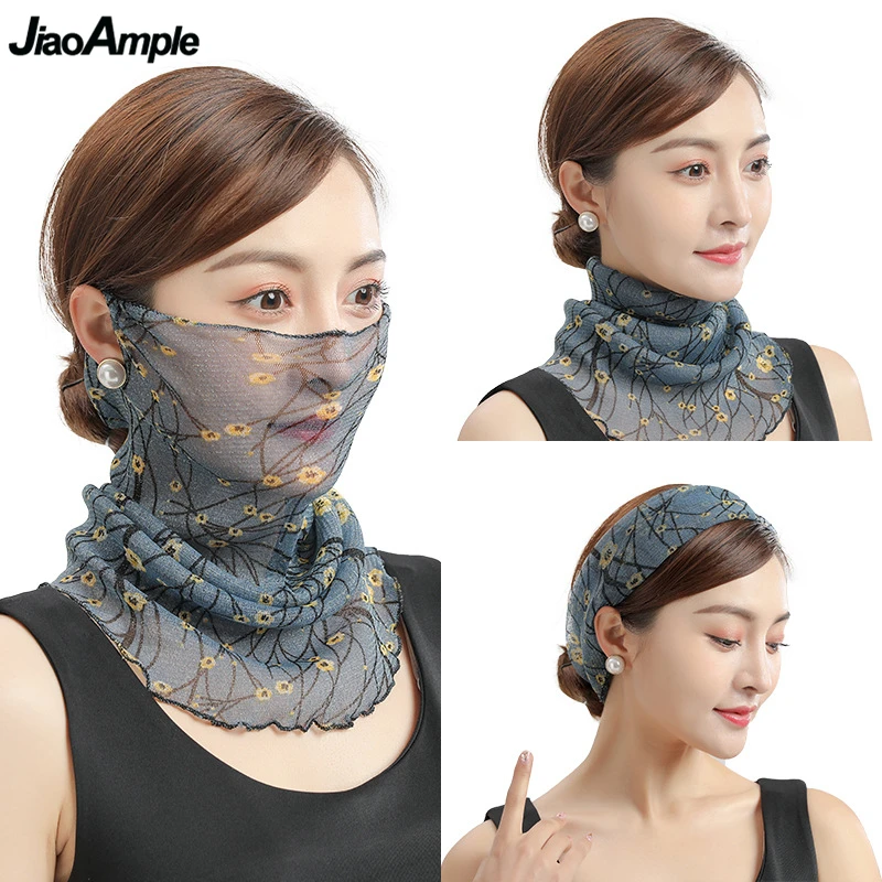 

2020 Summer New Variety Thin Scarf Women Silk Sunscreen Mask Korean Graceful Print Headband Creative Birthday Gift Wholesale