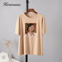 hirsionsan aesthetic printed short sleeve t shirts women 2021 summer chic fashion loose tees gothic graphic casual female tops