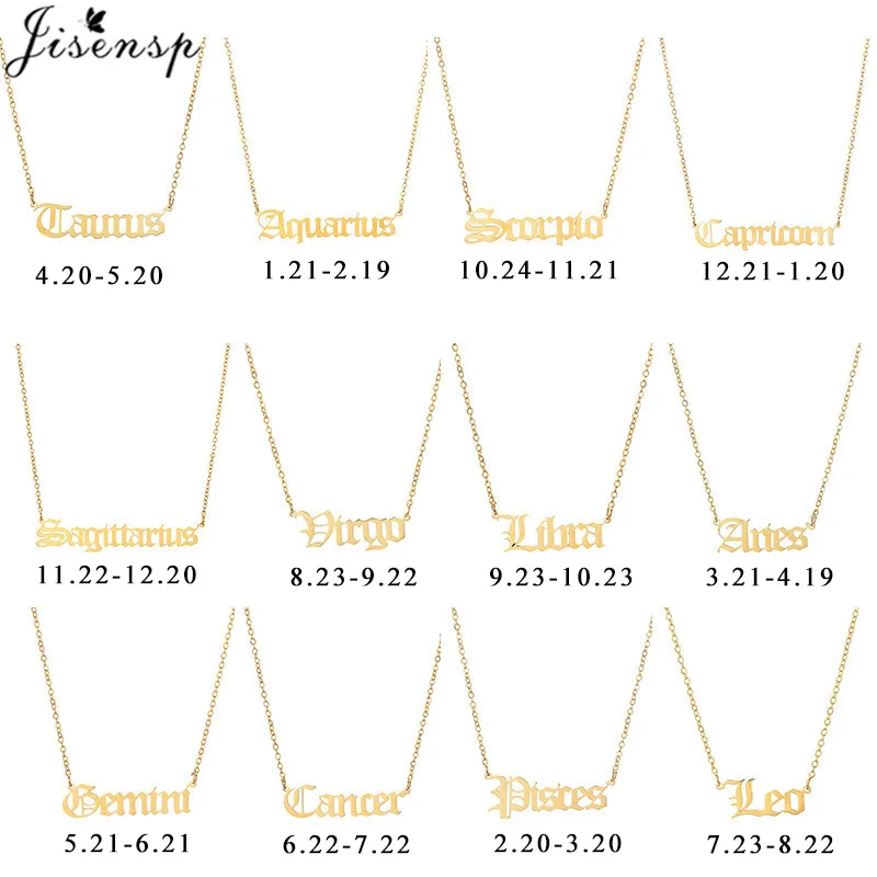 Jisensp нержавеющая сталь знаки зодиака Скорпион Овен Телец Старый Английский 12