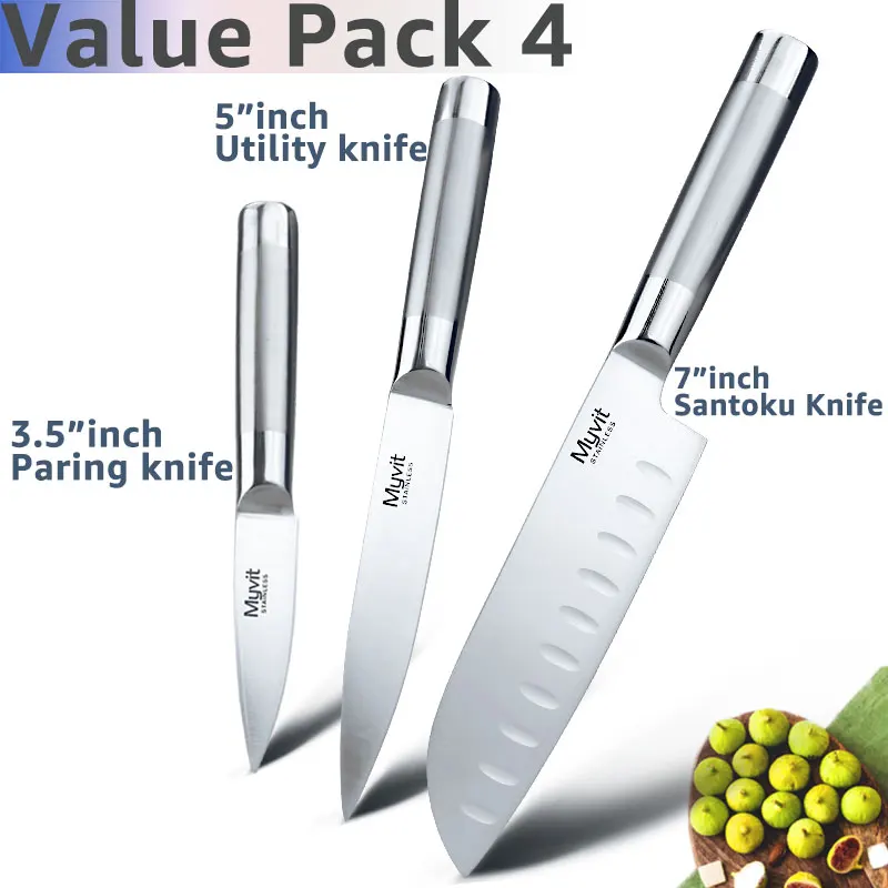 Value Pack 4 Набор ножей из нержавеющей стали, японский 7CR17 440C, высокоуглеродистая Нержавеющая сталь, нож для нарезки хлеба, нож для шеф-повара - Цвет: Value Pack 4