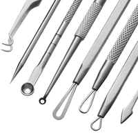 8pcsset stainless steel blackhead remover tool pimple acne extractor kit face skin care tool needles facial pore cleaner