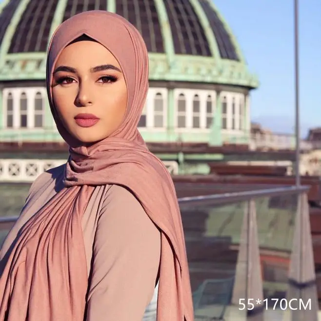 

Fashion Women's Long Scarf Muslim Jersey Hijab Shawl Plain Soft Modal Cotton Turban Islamic Head Wraps Africa Headband 170x60cm