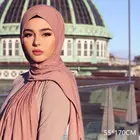 Шарф-тюрбан женский длинный хиджаб из Джерси, модная мусульманская шаль, простой мягкий модал, хлопок, Африканский головной убор, повязка на голову x 60 см