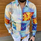 Мужская рубашка с длинным рукавом, приталенная Готическая однобортная рубашка с цветочным 3D принтом и отложным воротником, новинка 2021