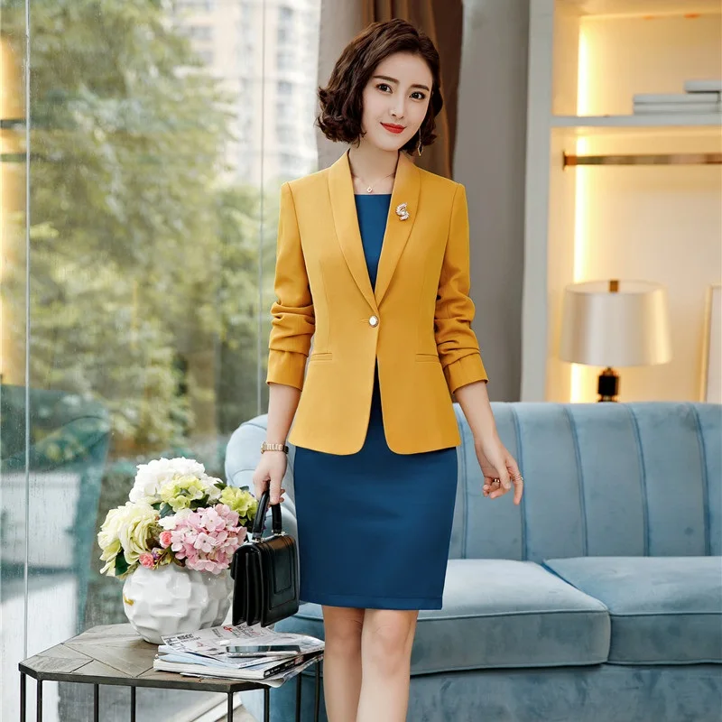 

Autumn Winter Fashion Styles Women Blazers Suits With Jackets Coat And Dress Female Office Blazer Sets With Belt OL Styles