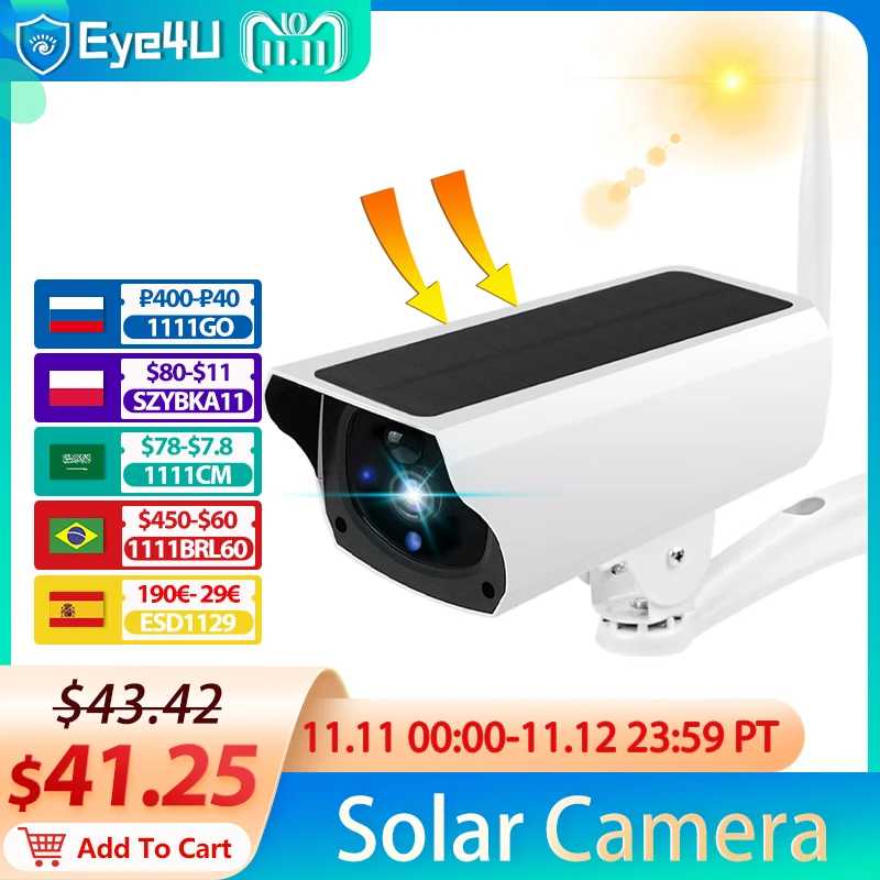 

Solar IP Camera WiFi 1080P HD Outdoor CCTV Camera Battery Wireless Security Camera PIR Detection Surveillance IP66 Waterproof