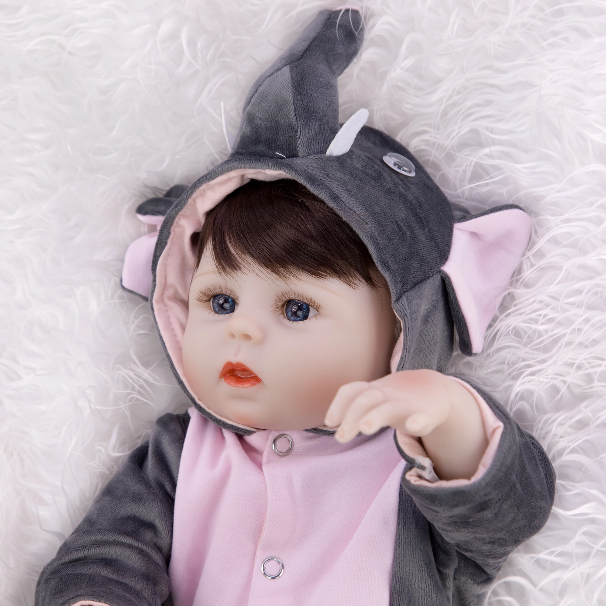 Мультфильм Косплей Слон Reborn Baby Doll девочка 19 дюймов водонепроницаемый полный