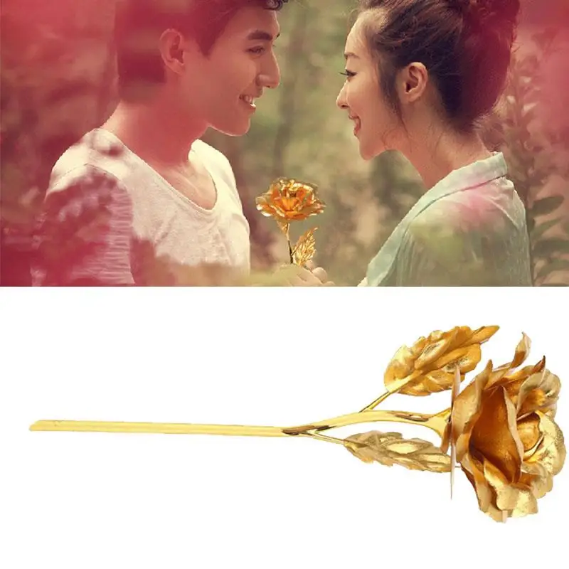 24K Золотая Роза цветок Цветочный декор искусственная эмульсионный Цветок