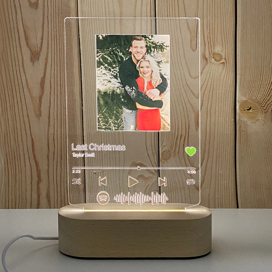 

Customizable personalized photos & Favorite songs Album Cover Music Spotify Scan Play Acrylic Night Light For Christmas gift