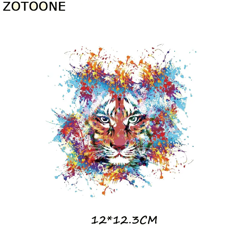 254 ZOTOONE железная нашивка, тигр, Лев, собака, животное, пластырь для одежды, наклейки футболка, а-уровень, моющийся, термопресс, аппликация C - Цвет: 254