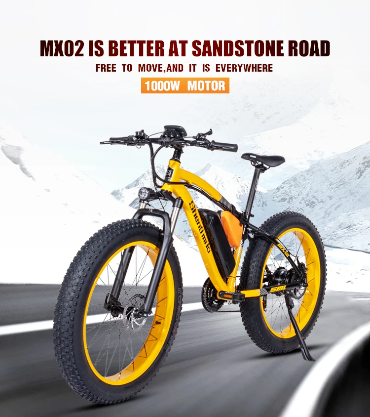 Electric bike 1000W Electric Fat Bike Beach Bike Cruiser Electric Bicycle 48Ｖ17ＡＨ lithium battery ebike electric mountain bike