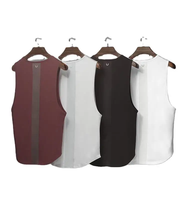 

Men's summer cotton running sport leisure breathable stretch fitness sleeveless patchwork color vest