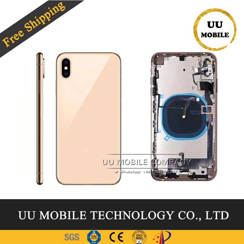 Хорошее качество полный корпус для iphone XS MAX задняя крышка средняя рамка с гибким кабелем в сборе батарея Дверь шасси с кнопкой