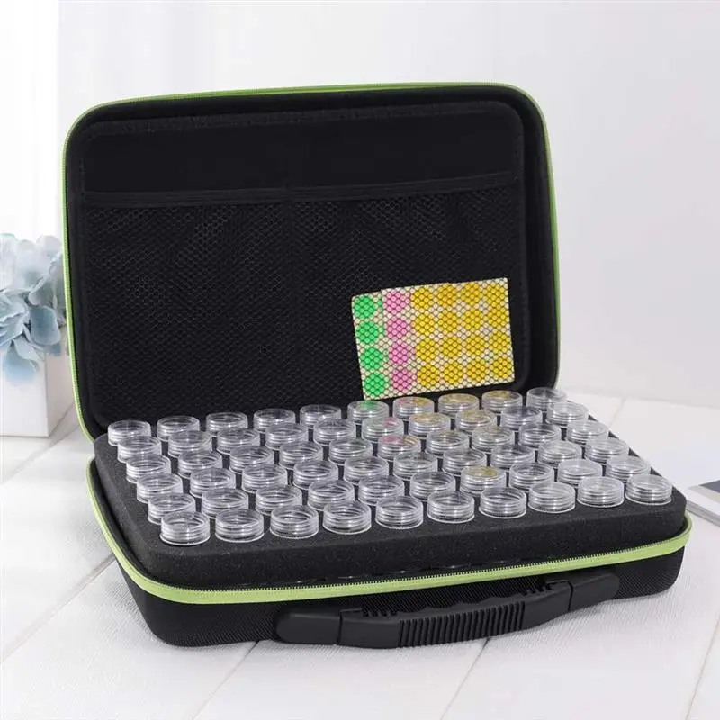 

120 Slots Diamond Painting Storage Box Shockproof Diamond Craft Accessories Jewelry Container Comes With 120 Plastic Jars