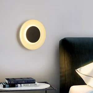 Nordic Minimalist Double Circle Wrought Iron Acrylic Wall Lamp Bedroom Study Living Room Geometric Lighting