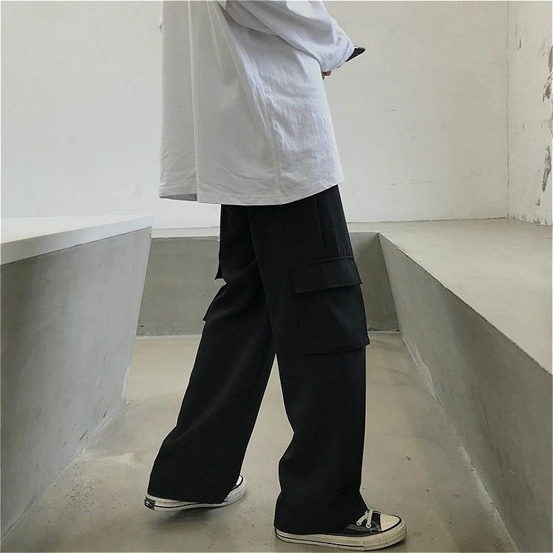 

Casual Pants Women Loose Wide-leg Cargo Trousers All-match Streetwear Unisex Leisure Chic Womens Students Ulzzang Fashion Spring