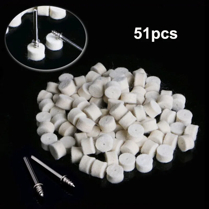 Круглая полировальная Накладка для шлифовки 50 шт. шерстяной войлок + 1 стержень