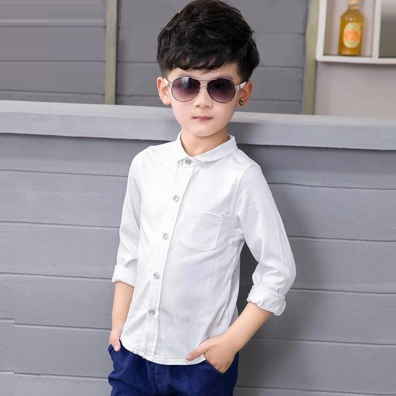 Форменная одежда для мальчиков на весну осень детские рубашки однотонная