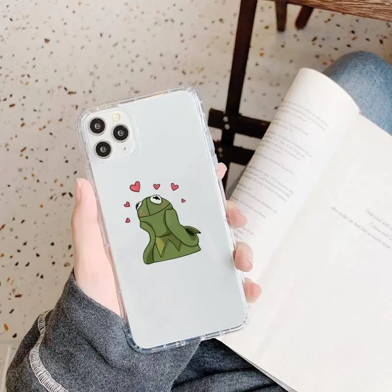 

Kermit the Frog Phone Case Transparent for iPhone 11 12 mini pro XS MAX 8 7 6 6S Plus X 5S SE 2020 XR