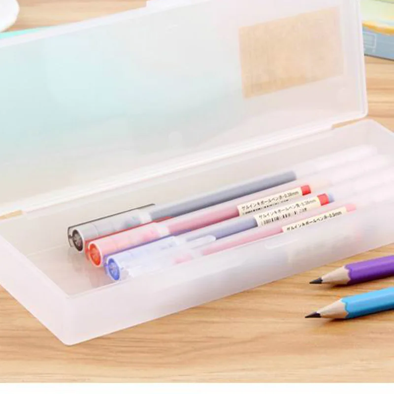 Простой Прозрачный чехол для карандашей розовый зеленый матовый пластиковый