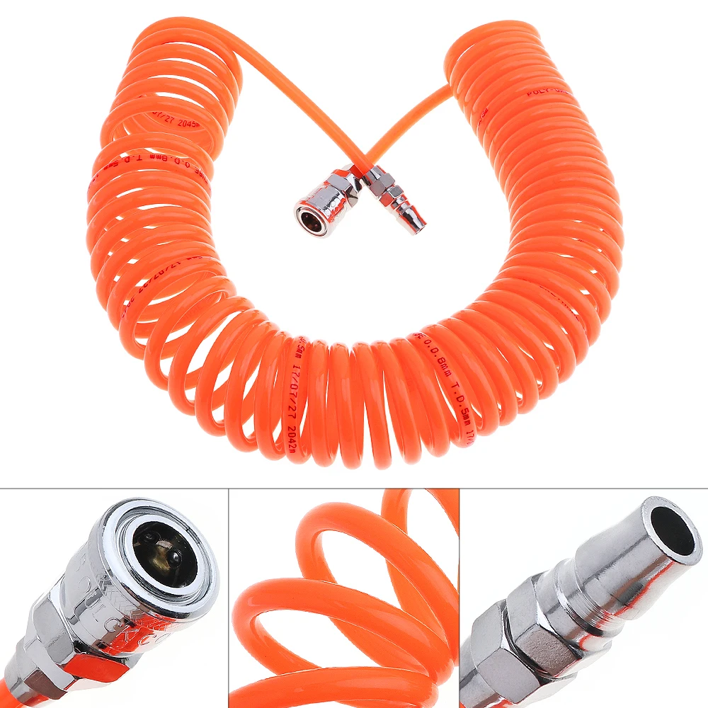 

TORO 9M 5 x 8mm Flexible Durable PU Recoil Hose Spring Tube with Fast Interface and Thicker Trachea for Compressor Air Tools