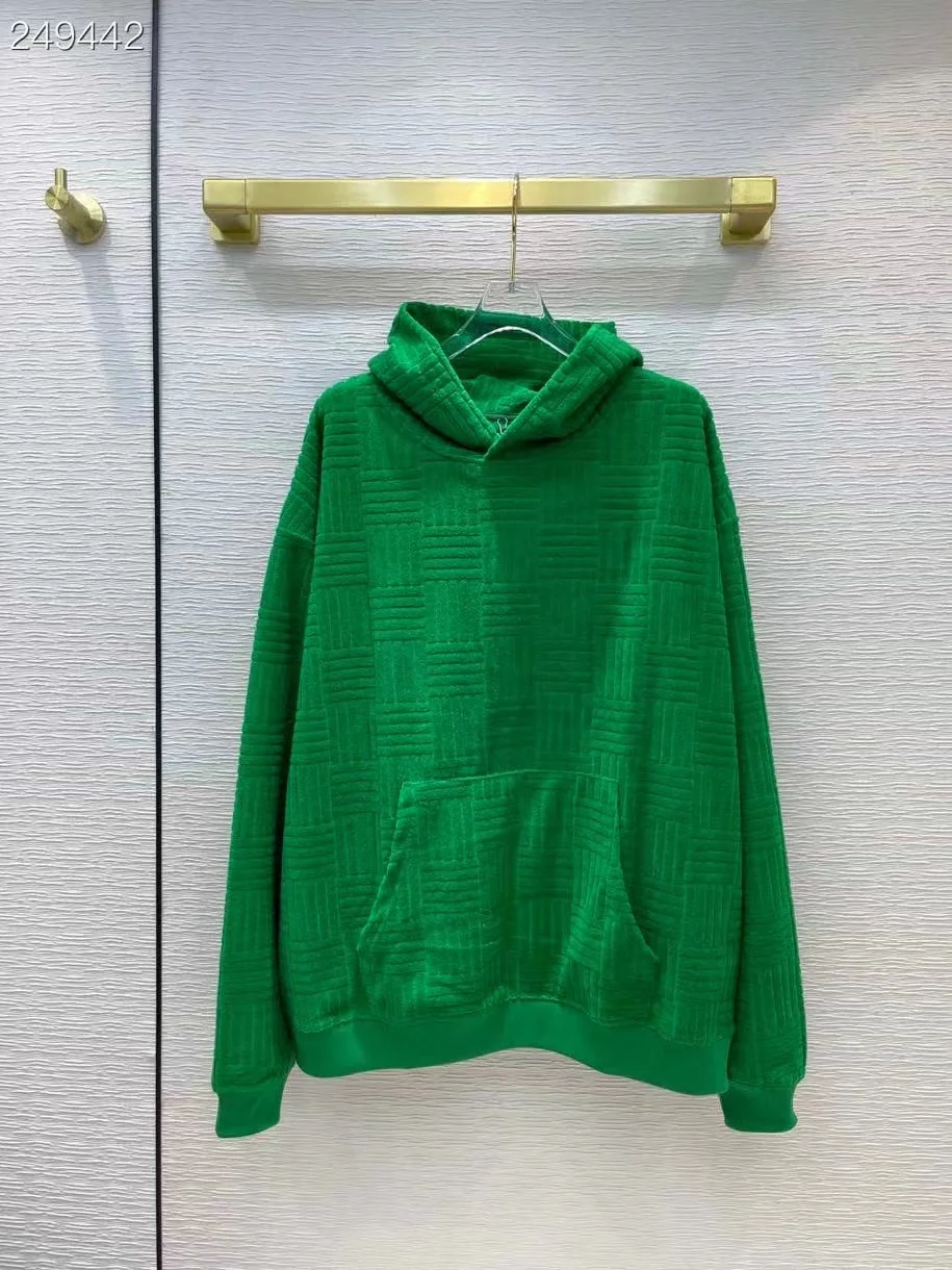 

Fyion Runway Fashion Women Hoodies 2021 High Winter Jacquard Solid Green Long Sleeves Hoodies