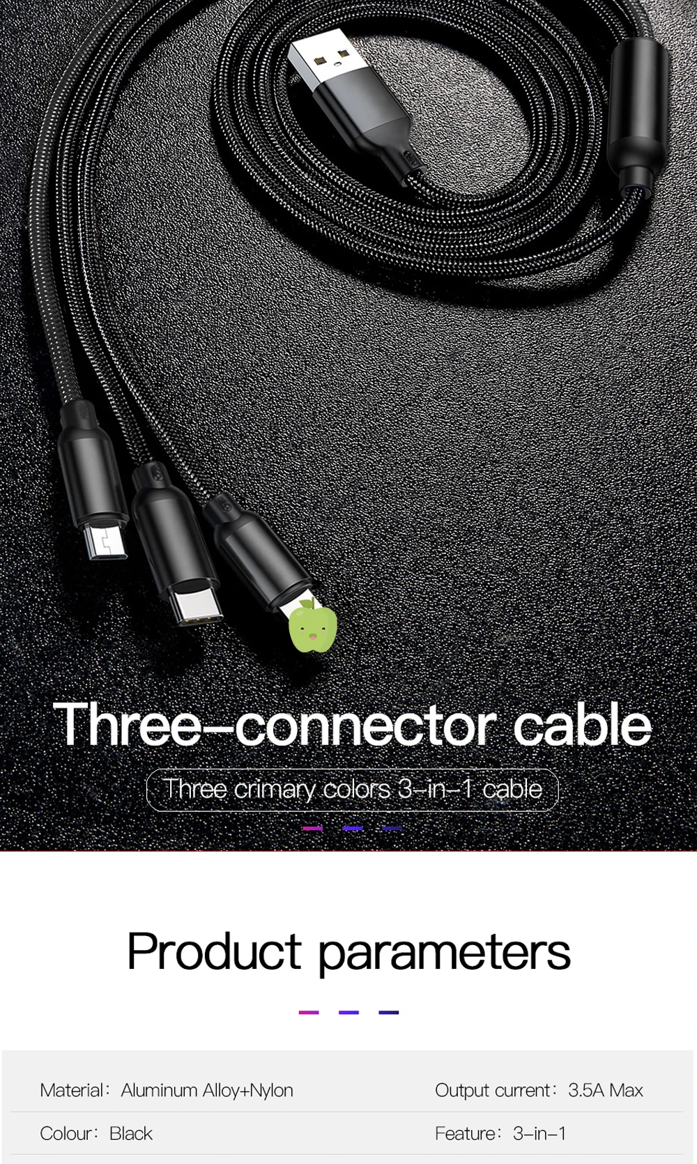 FBYEG 3 в 1 USB кабель для мобильного телефона Micro usb type C кабель зарядного устройства для iPhone XR XS Max X huawei шнур для быстрой зарядки данных