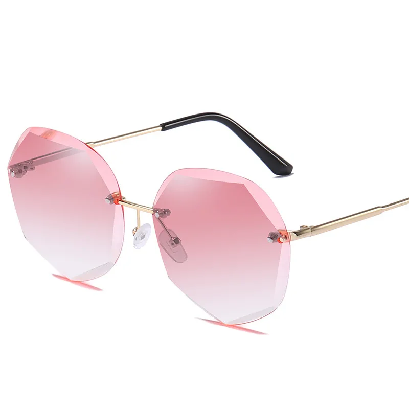 2019 винтажные розовые солнцезащитные очки без оправы Sakura женские роскошные